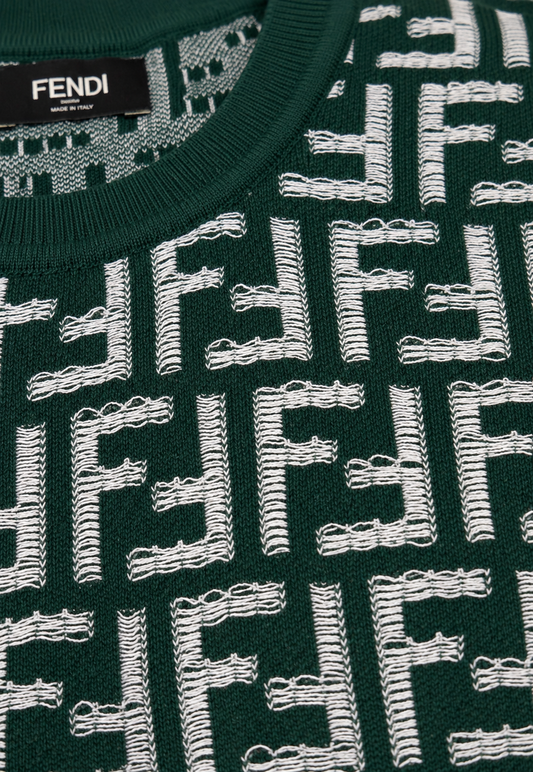 Fendi Herren Strick T-Shirt Grün