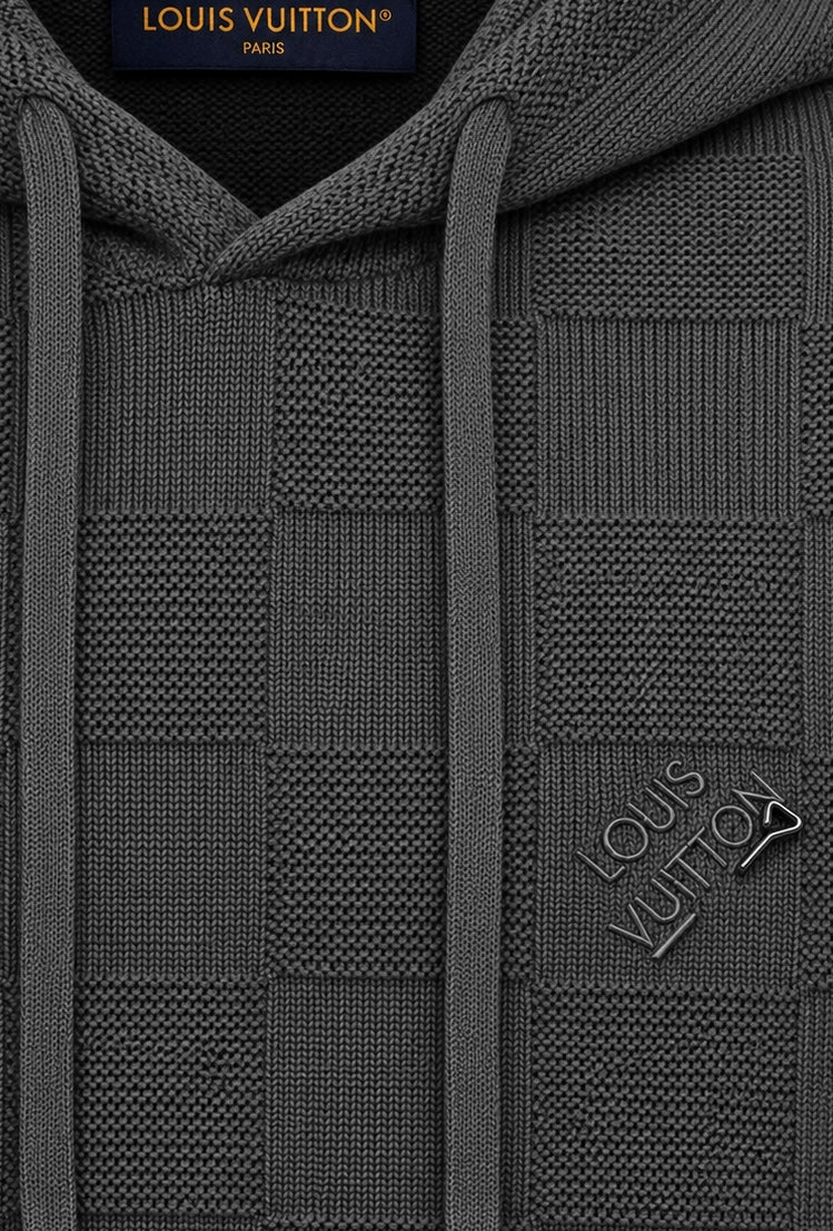 Louis Vuitton Herren Strick-Hoodie Grau "Damier Stitch Hoodie"