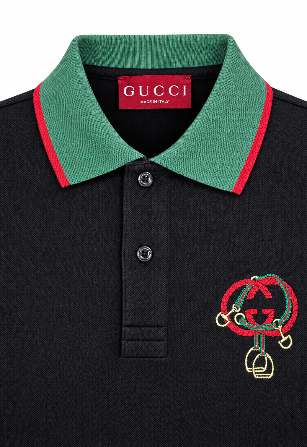 Gucci Herren Poloshirt mit Stickerei Schwarz