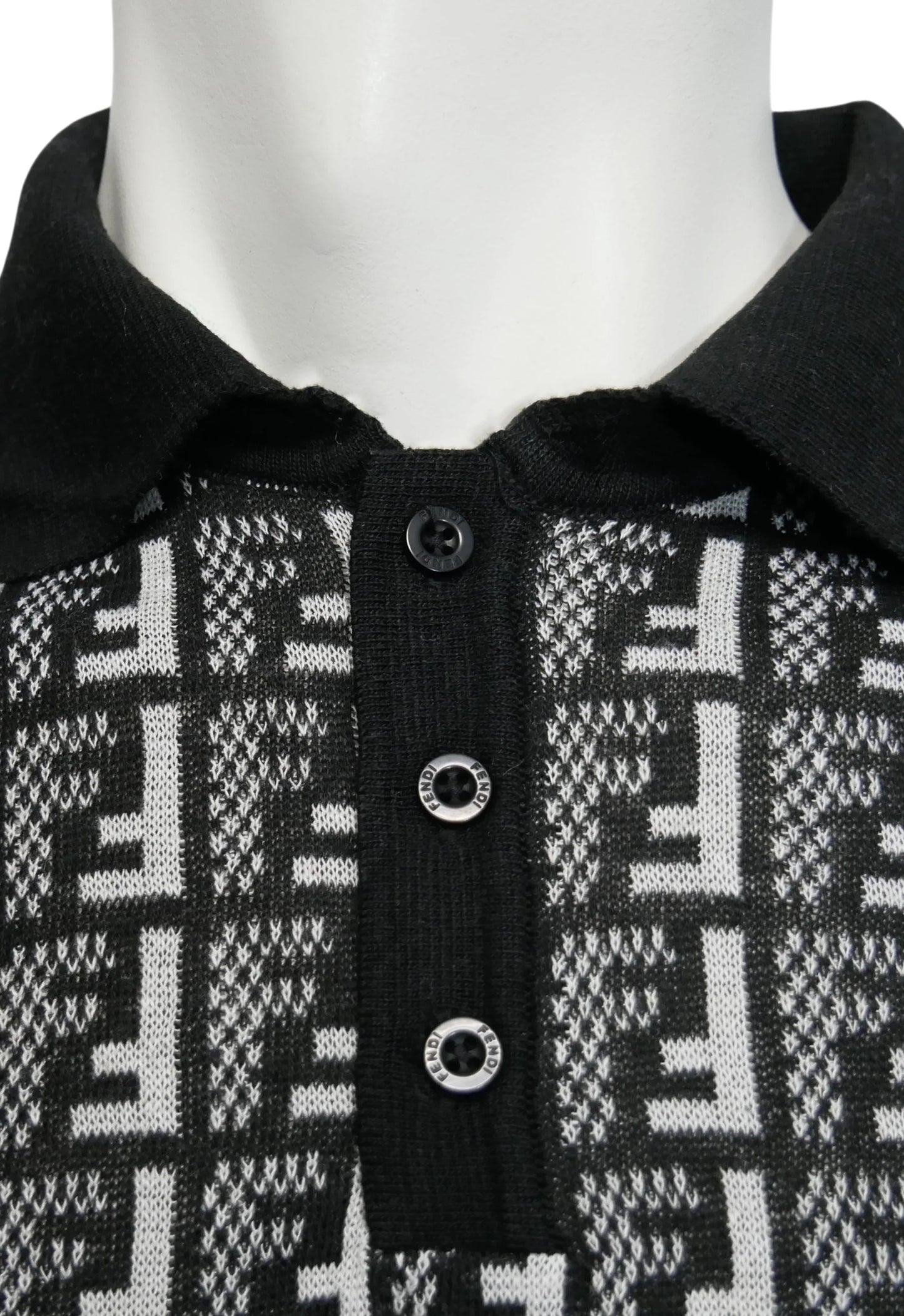 Fendi Herren Strickpoloshirt Schwarz - Original Designer Marken Outlet - Salvin Store