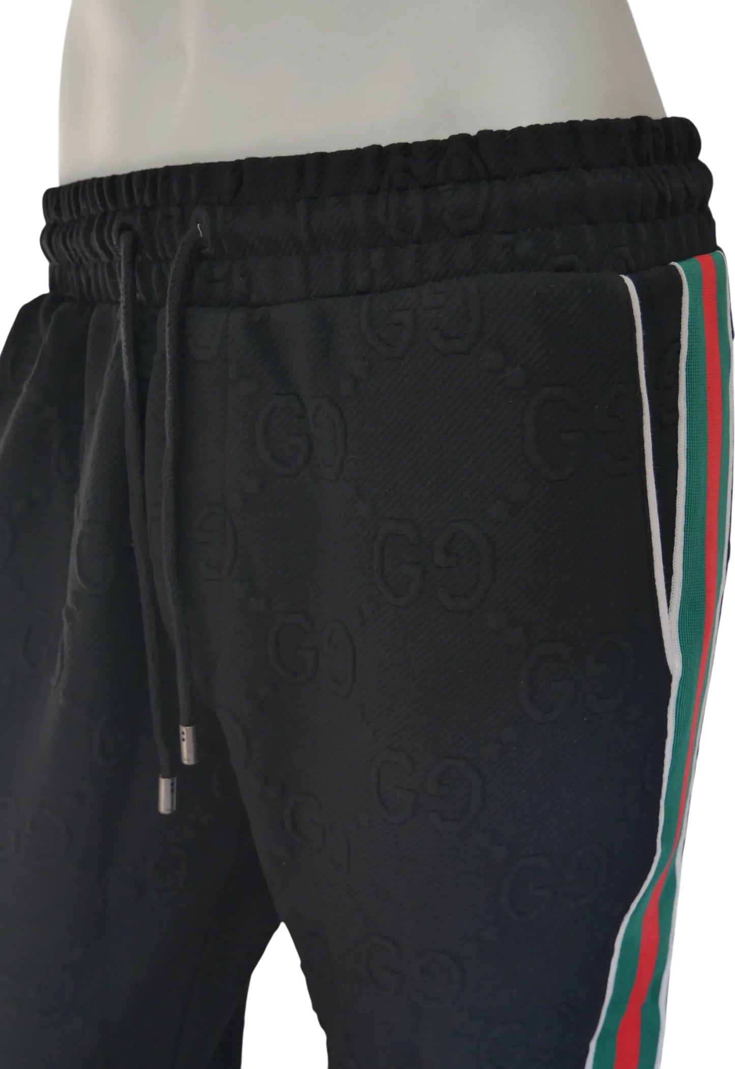 Gucci Herren Jogginghose Schwarz mit Streifen und GG-Muster - Original Designer Marken Outlet - Salvin Store
