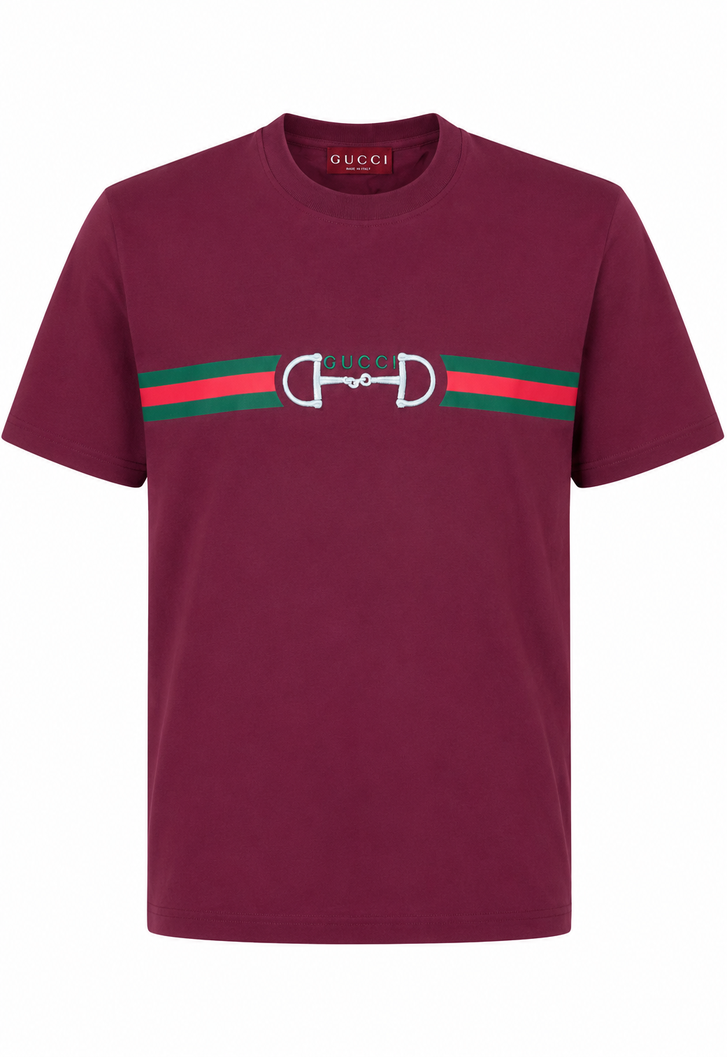 Gucci Herren Cotton Jersey T-Shirt with Embroidery Bordeaux