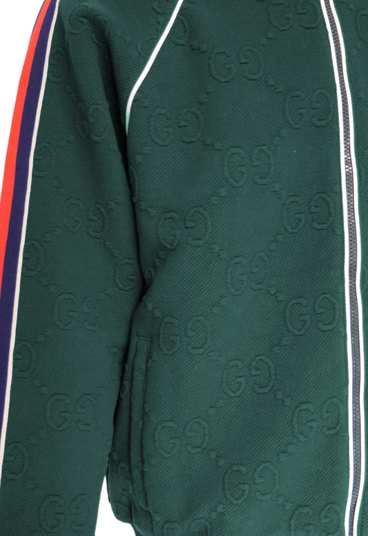Gucci Herren Trainingsanzug Dunkelgrün mit GG-Muster und Streifen - Original Designer Marken Outlet - Salvin Store