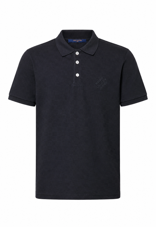 Louis Vuitton Herren Damier Cotton Pique Polo Schwarz