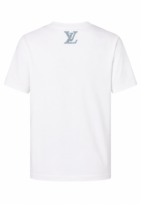 Louis Vuitton Herren Embroidered Signature T-Shirt Weiß