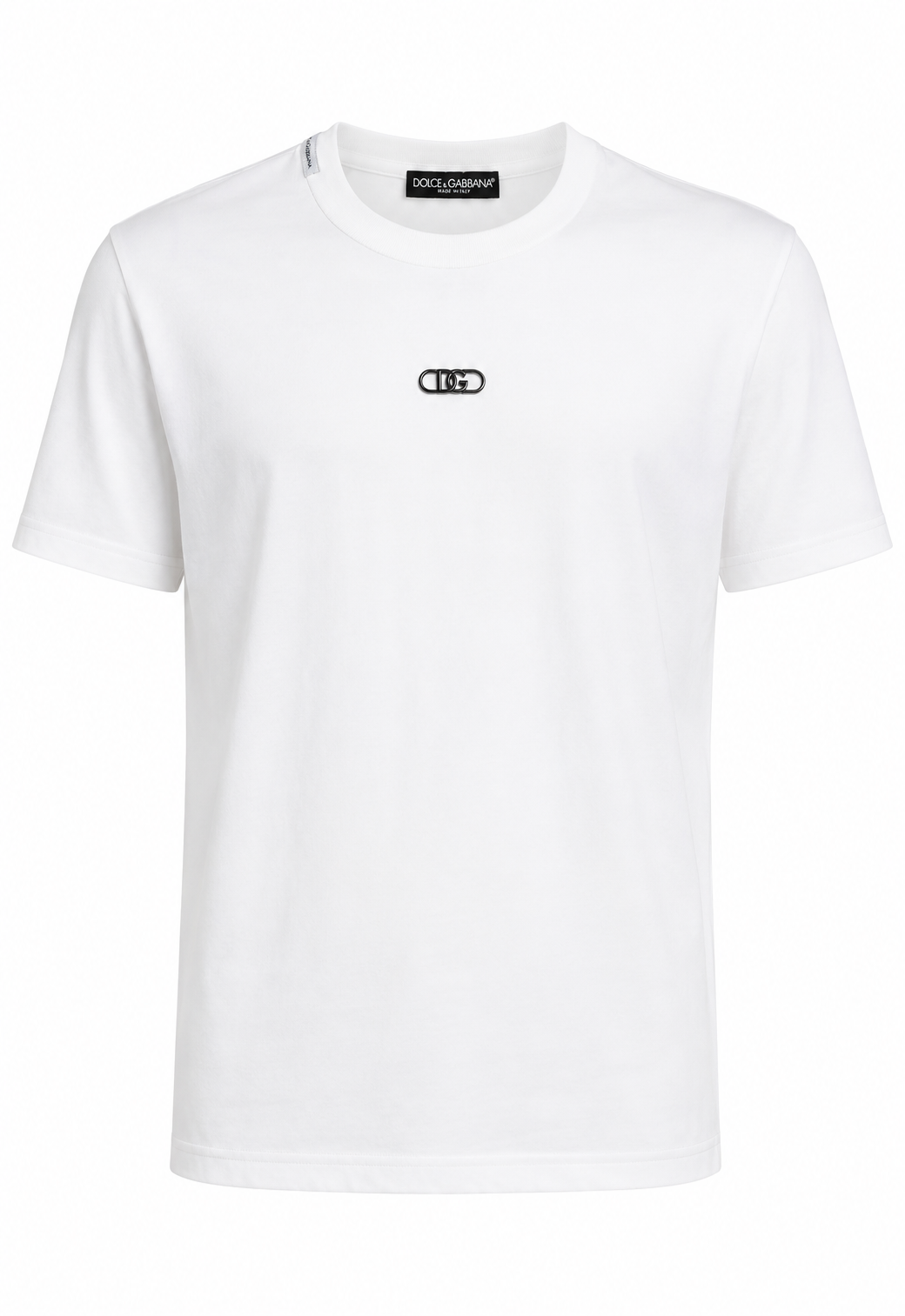 Dolce & Gabbana Herren T-Shirt mit Metal Logo Weiß