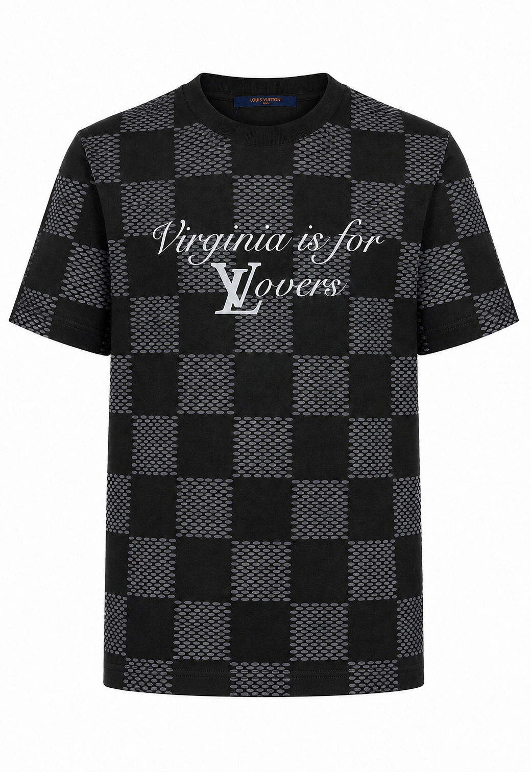 Louis Vuitton Herren T-Shirt Damier Cotton Schwarz