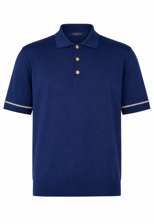 Louis Vuitton Herren Strick Poloshirt Dunkelblau