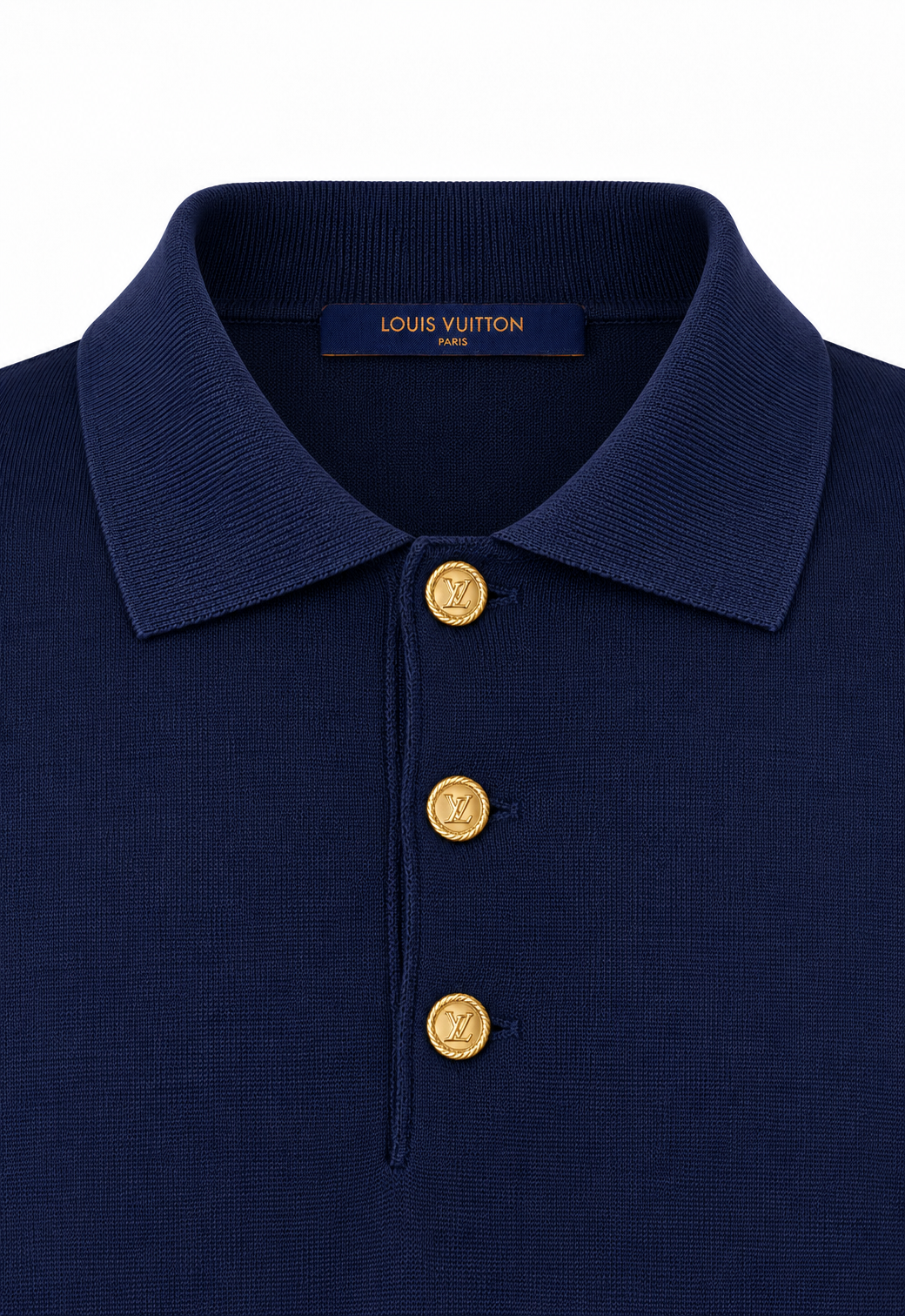 Louis Vuitton Herren Strick Poloshirt Dunkelblau
