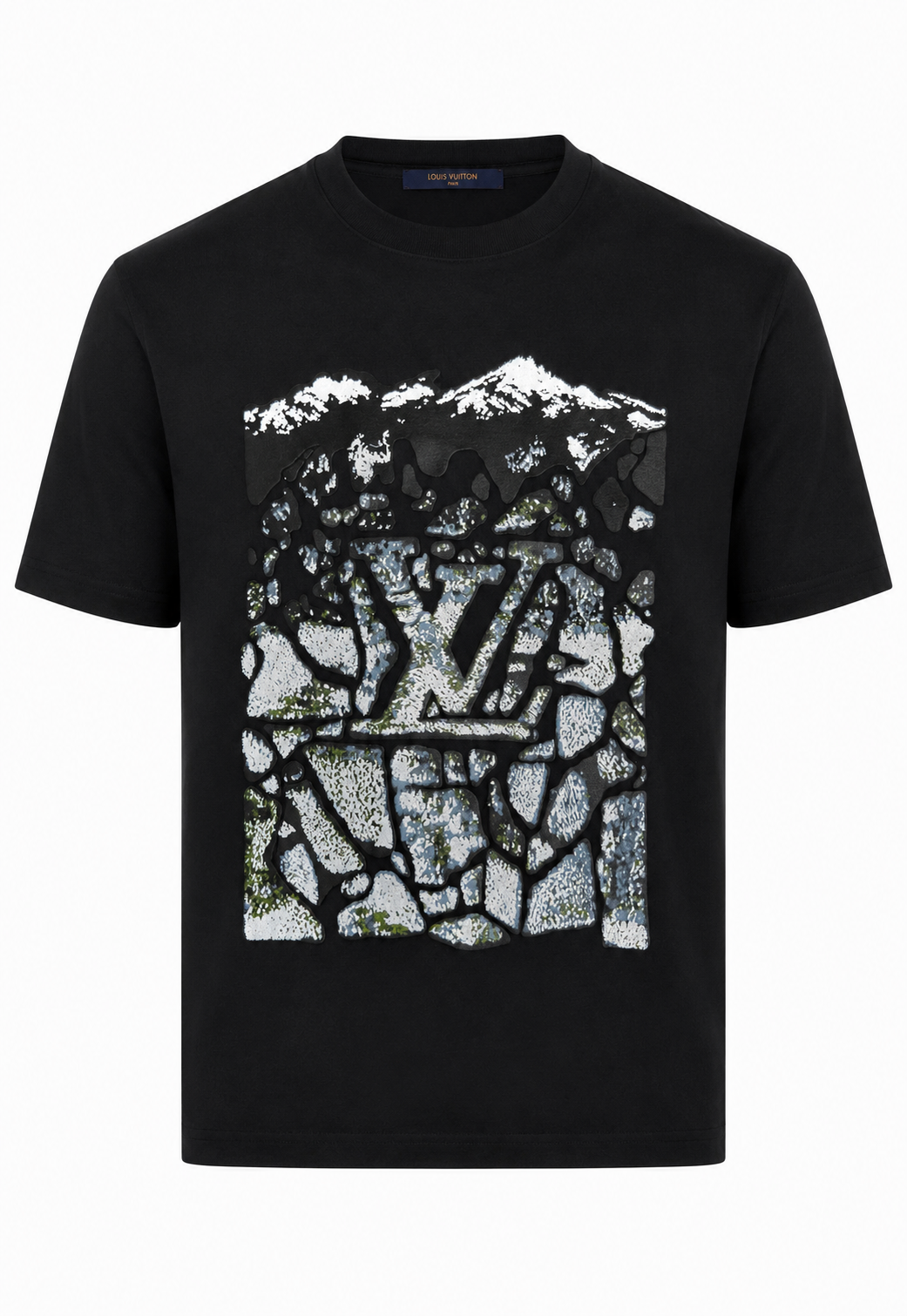 Louis Vuitton Velvet Jacquard Herren T-Shirt Schwarz