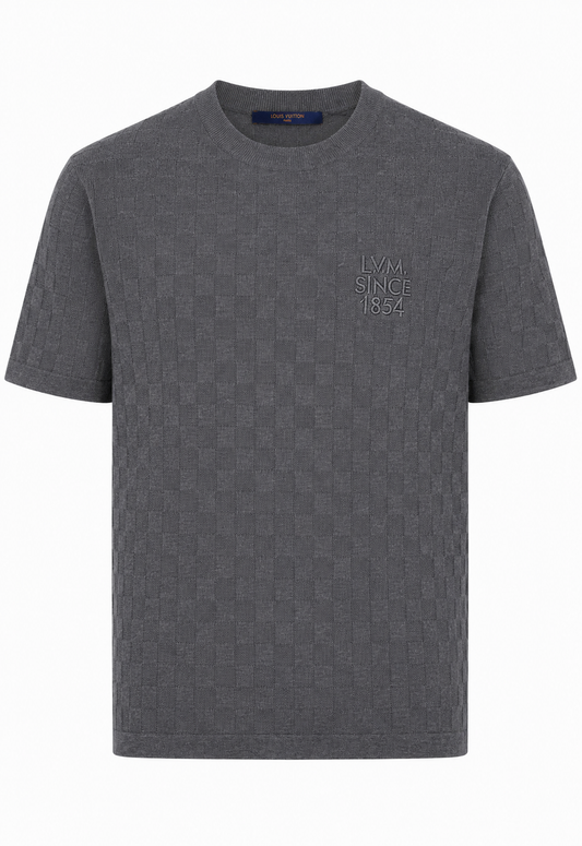 Louis Vuitton Damier Jacquard Herren Strick T-Shirt Grau