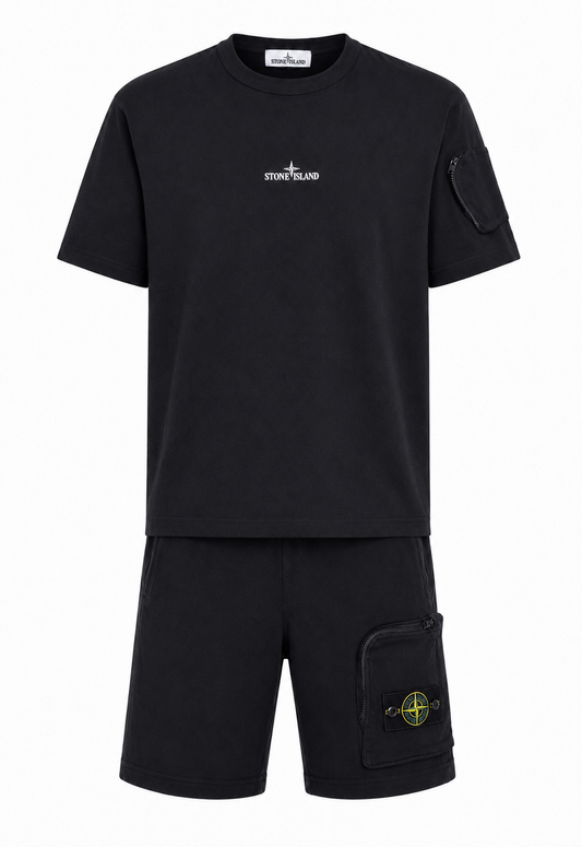 Stone Island Herren Kurzer Trainingsanzug Schwarz