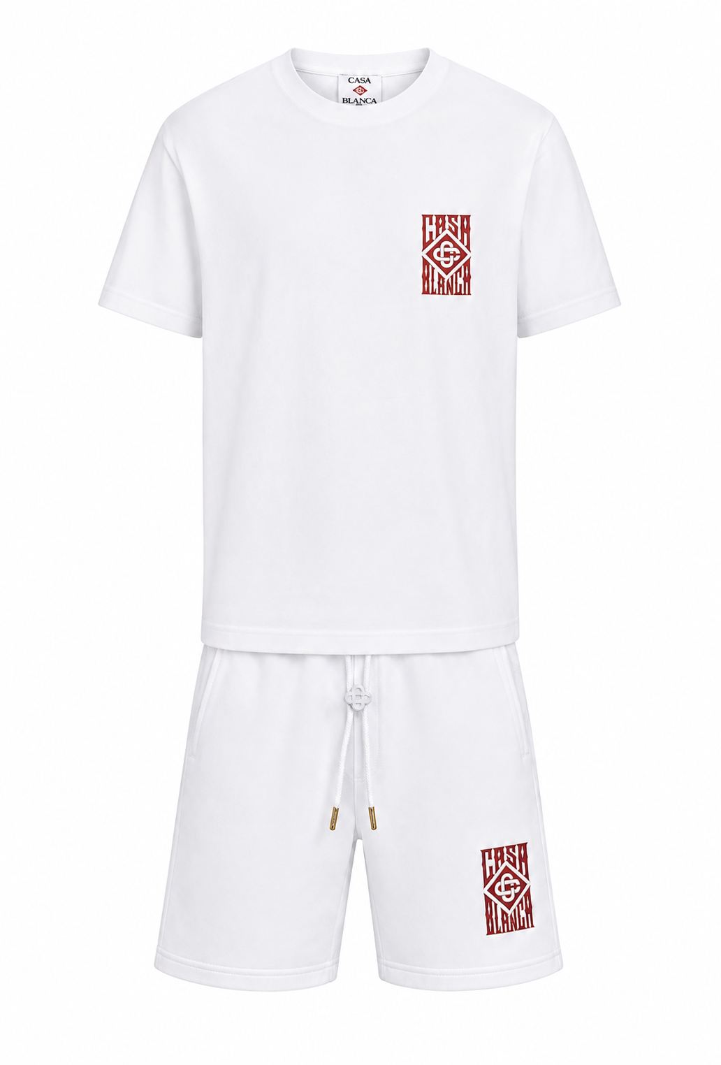 Casablanca Gothic Logo Herren Kurzer Trainingsanzug Weiß