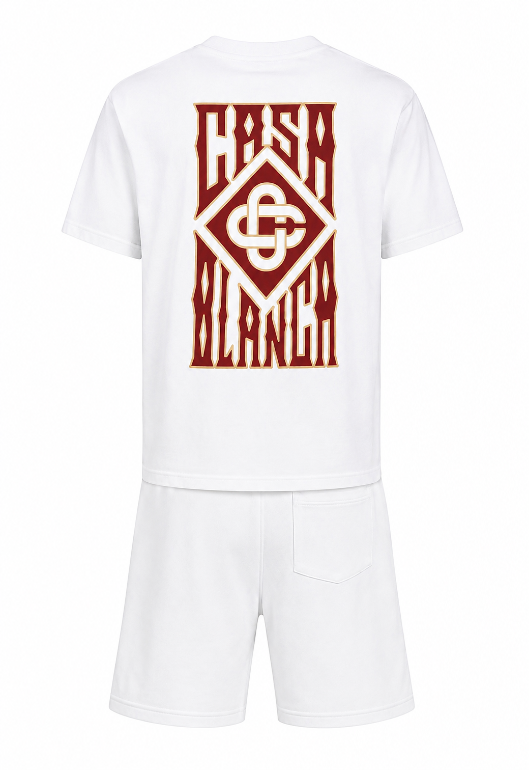 Casablanca Gothic Logo Herren Kurzer Trainingsanzug Weiß