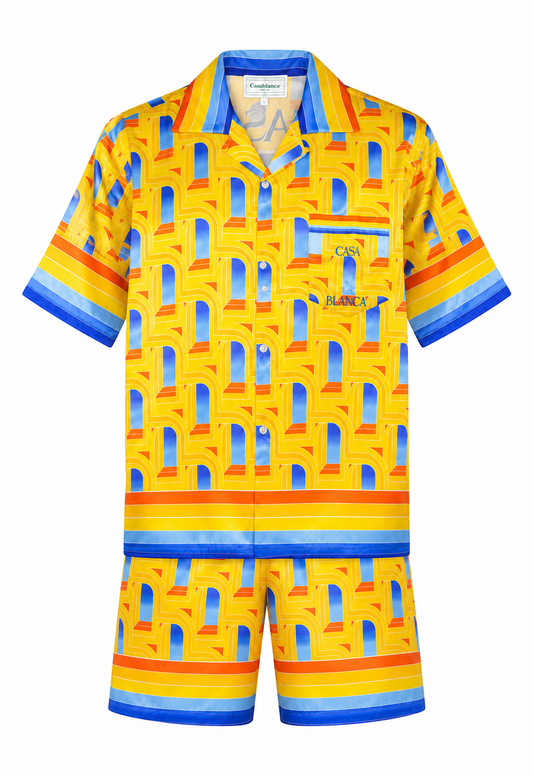 Casablanca Herren Seiden-Set T-Shirt & Shorts L'arche de Nuit