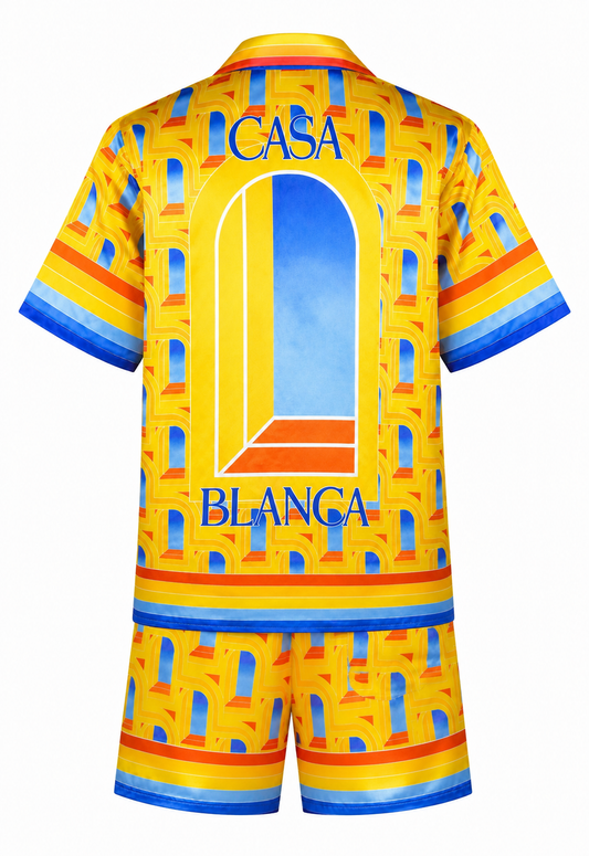 Casablanca Herren Seiden-Set T-Shirt & Shorts L'arche de Nuit