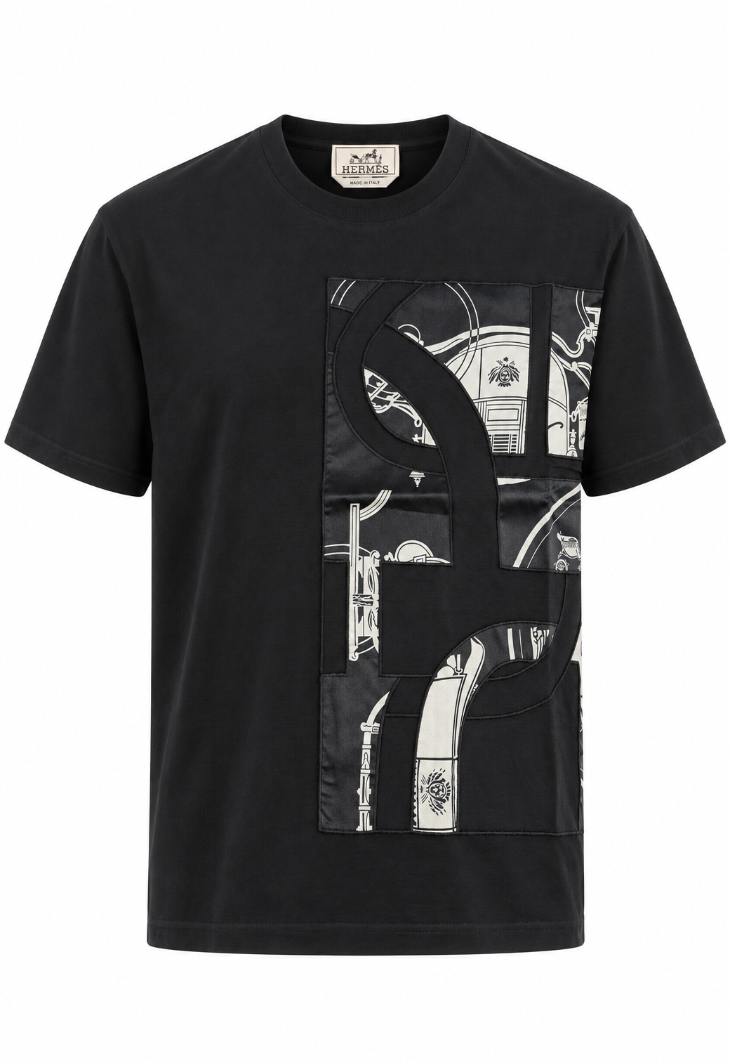 Hermès Herren T-Shirt Schwarz "Ex-Libris"
