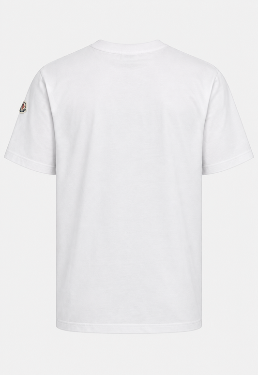 Moncler Embroidered Varsity Logo Cotton Herren T-Shirt Weiß