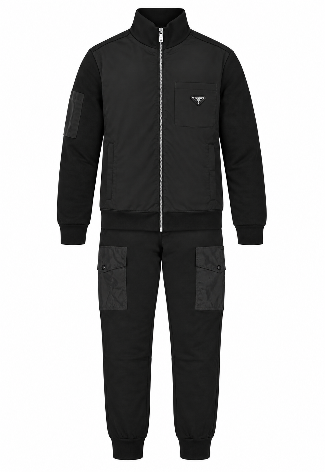 Prada Herren Trainingsanzug Schwarz Re-Nylon Details