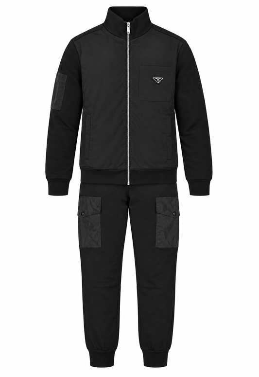 Prada Herren Trainingsanzug Schwarz Re-Nylon Details