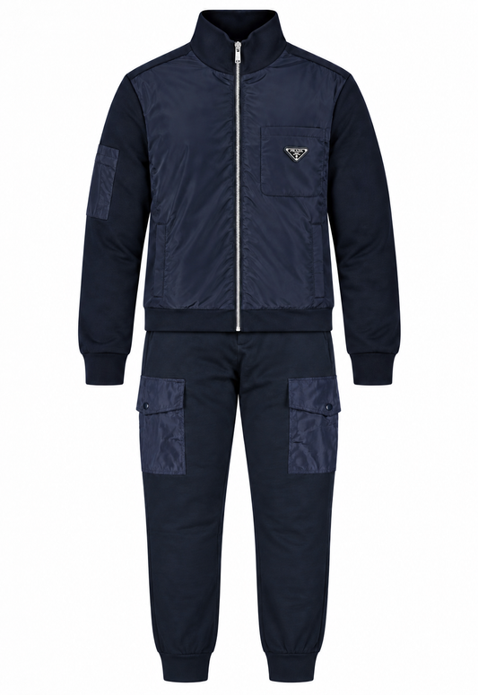 Prada Herren Trainingsanzug Blau Re-Nylon Details
