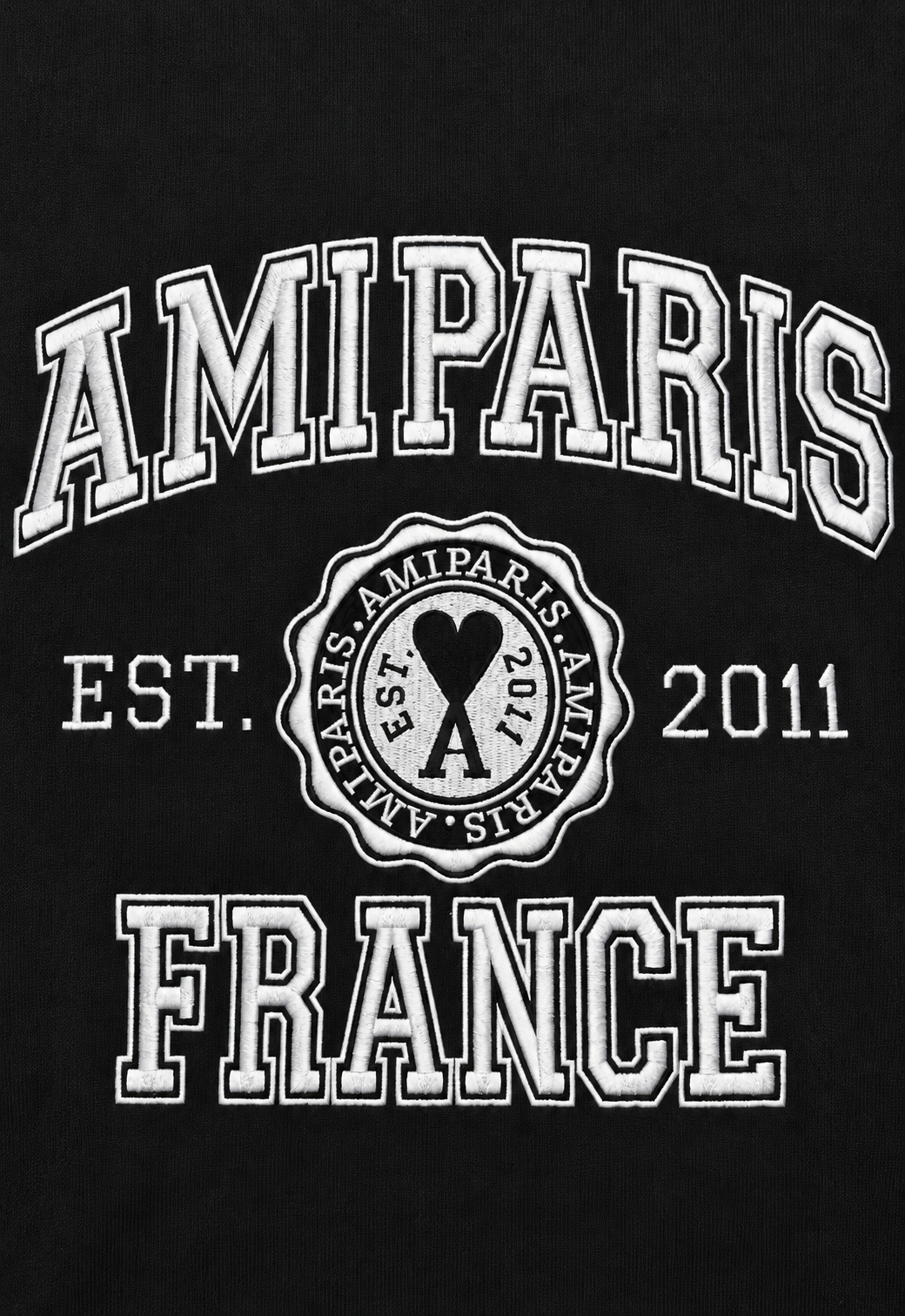 Ami Paris Herren T-Shirt mit Stickerei Schwarz