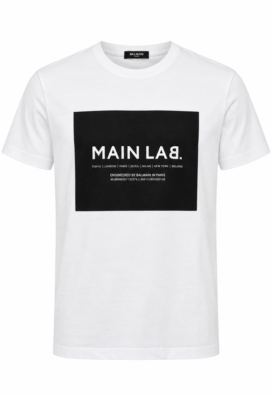 Balmain Herren T-Shirt Main Lab Weiß