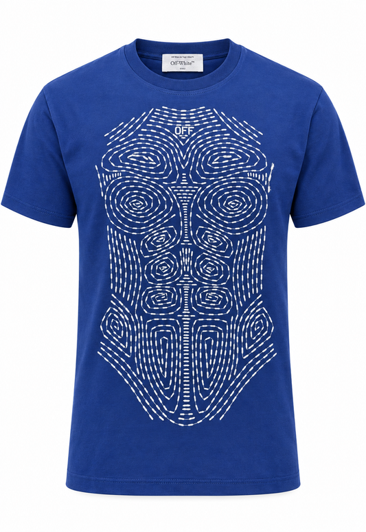 Off-White Herren T-Shirt mit Stickerei Blau "Body Stitch T-shirt"