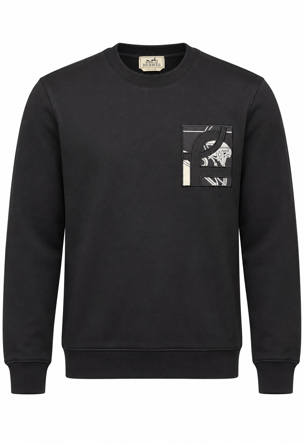 Hermès Herren Sweatshirt Schwarz "Ex-Libris"