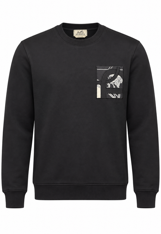 Hermès Herren Sweatshirt Schwarz "Ex-Libris"