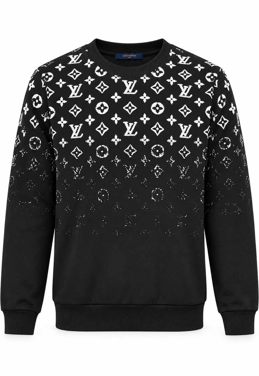 Louis Vuitton Herren Sweatshirt Schwarz "Gradient Cotton Crewneck"