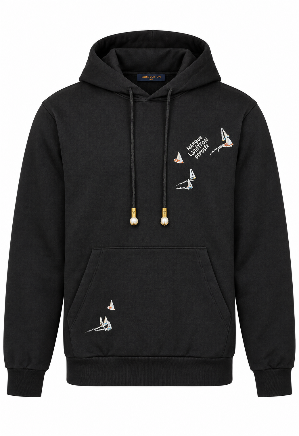 Louis Vuitton Herren Hoodie Schwarz "Embroidered Signature Hoodie"