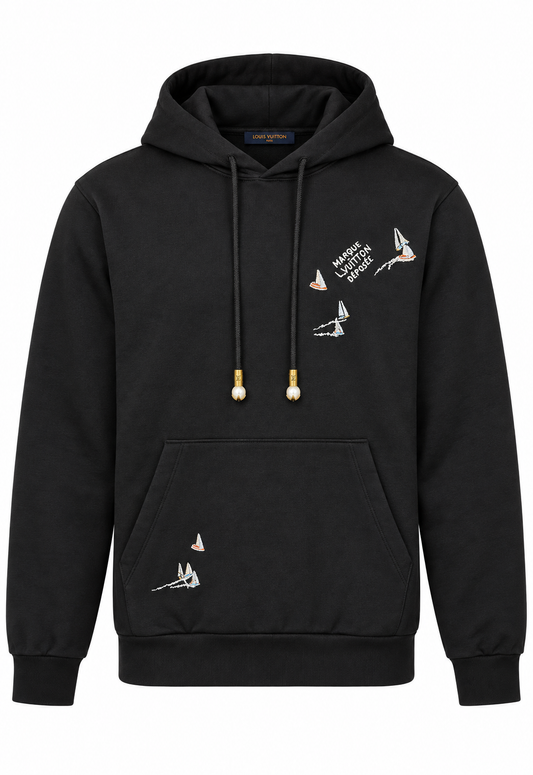 Louis Vuitton Herren Hoodie Schwarz "Embroidered Signature Hoodie"