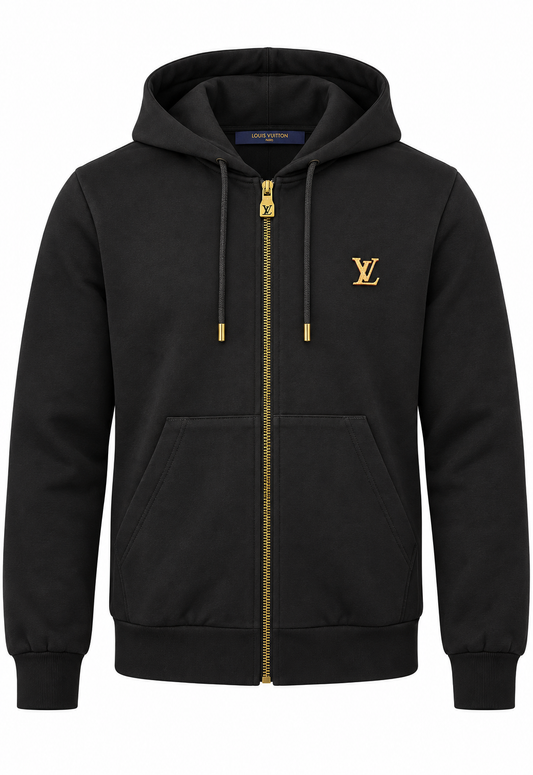 Louis Vuitton Herren Zip-Hoodie Schwarz "Zippered Hoodie With Signature"