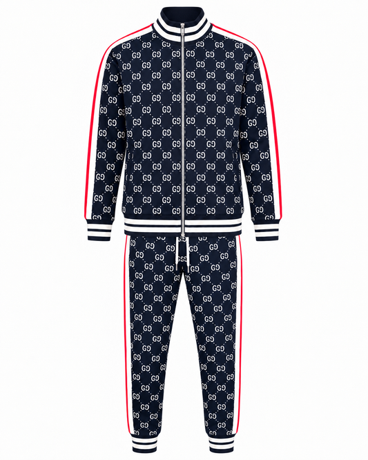 Gucci Herren Trainingsanzug Navy "GG Monogram Jacquard Track Pants & Jacket"