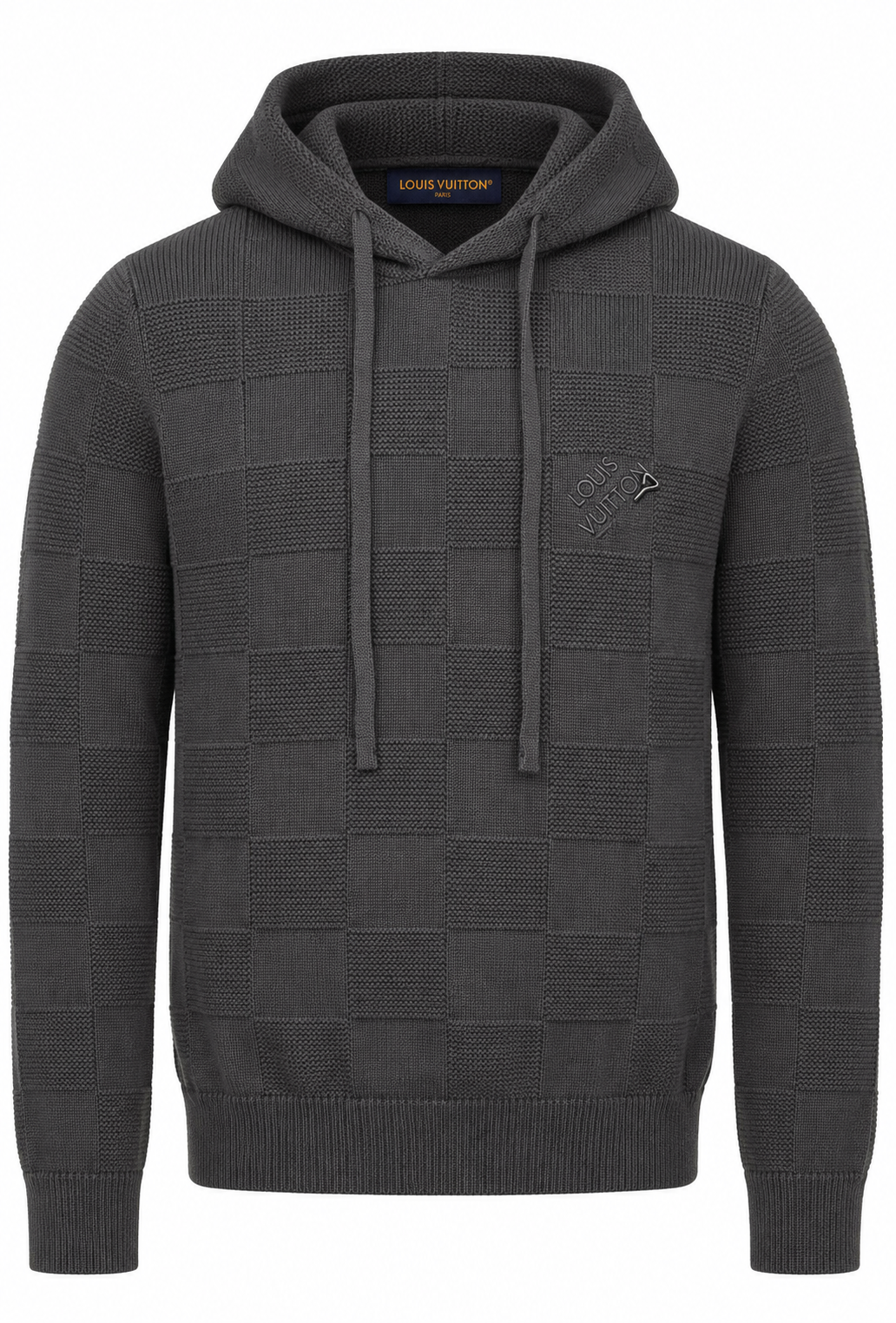 Louis Vuitton Herren Strick-Hoodie Grau "Damier Stitch Hoodie"