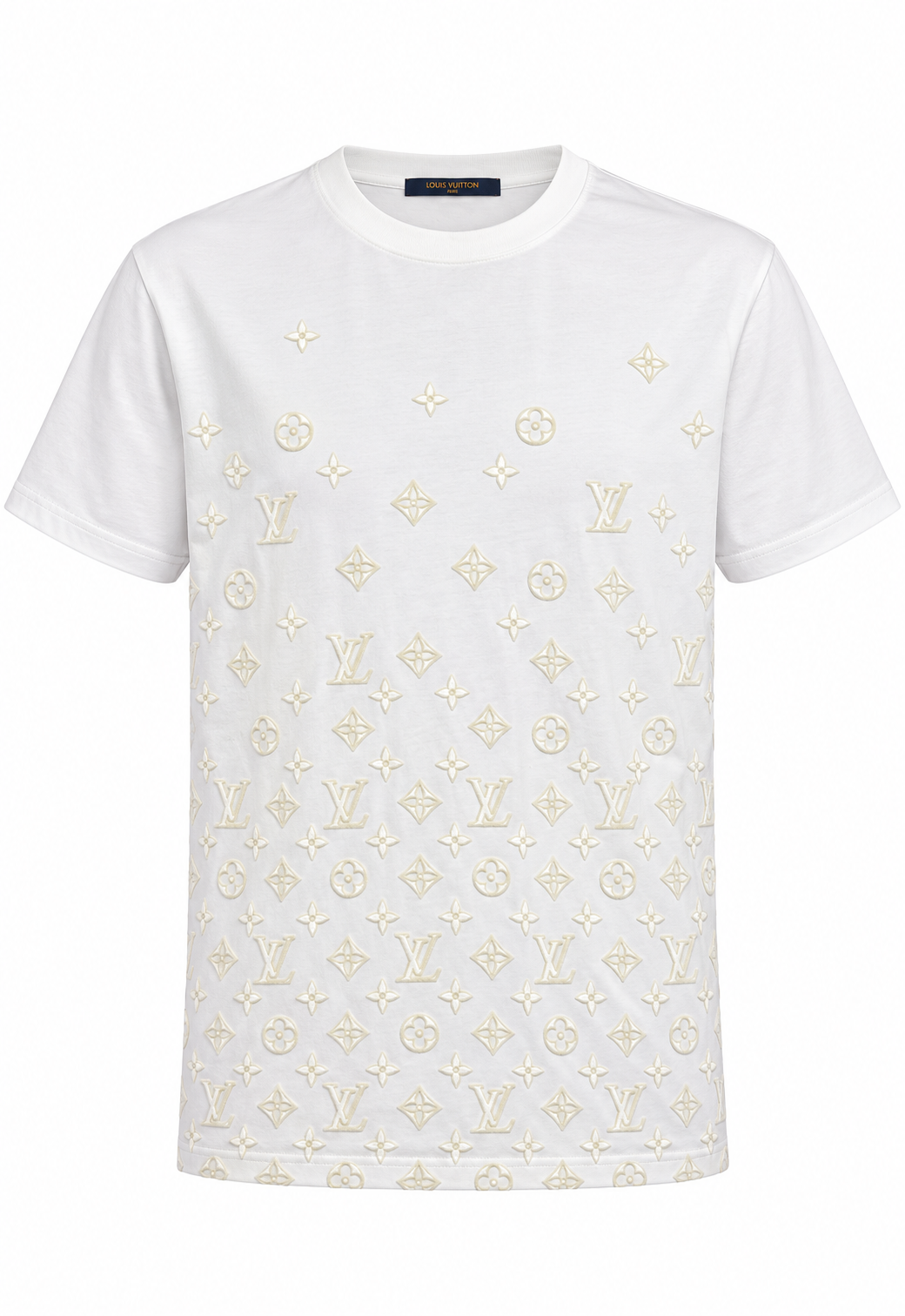 Louis Vuitton Herren T-Shirt Weiß "Gradient Signature Flock Print"