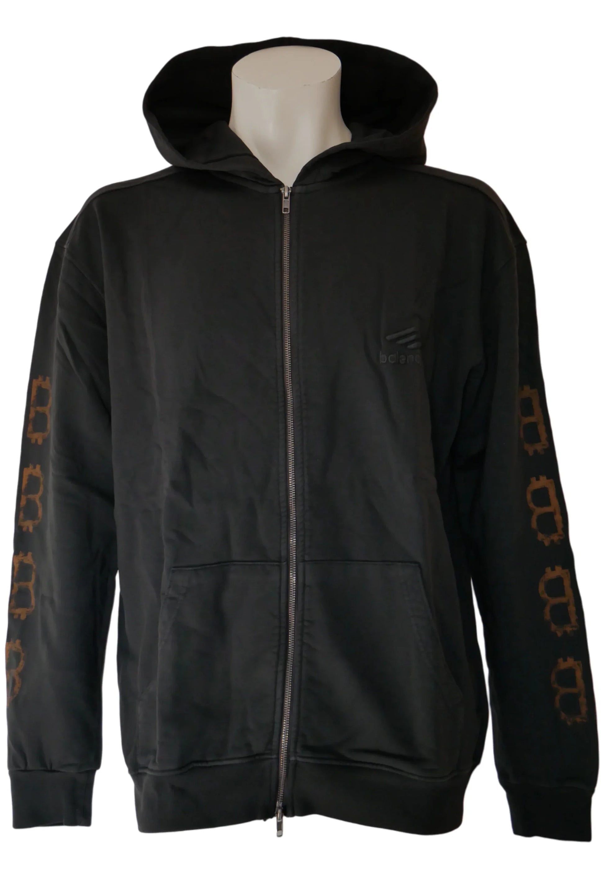 Balenciaga Herren Zip-Kapuzenpullover Schwarz mit BB-Muster - Original Designer Marken Outlet - Salvin Store
