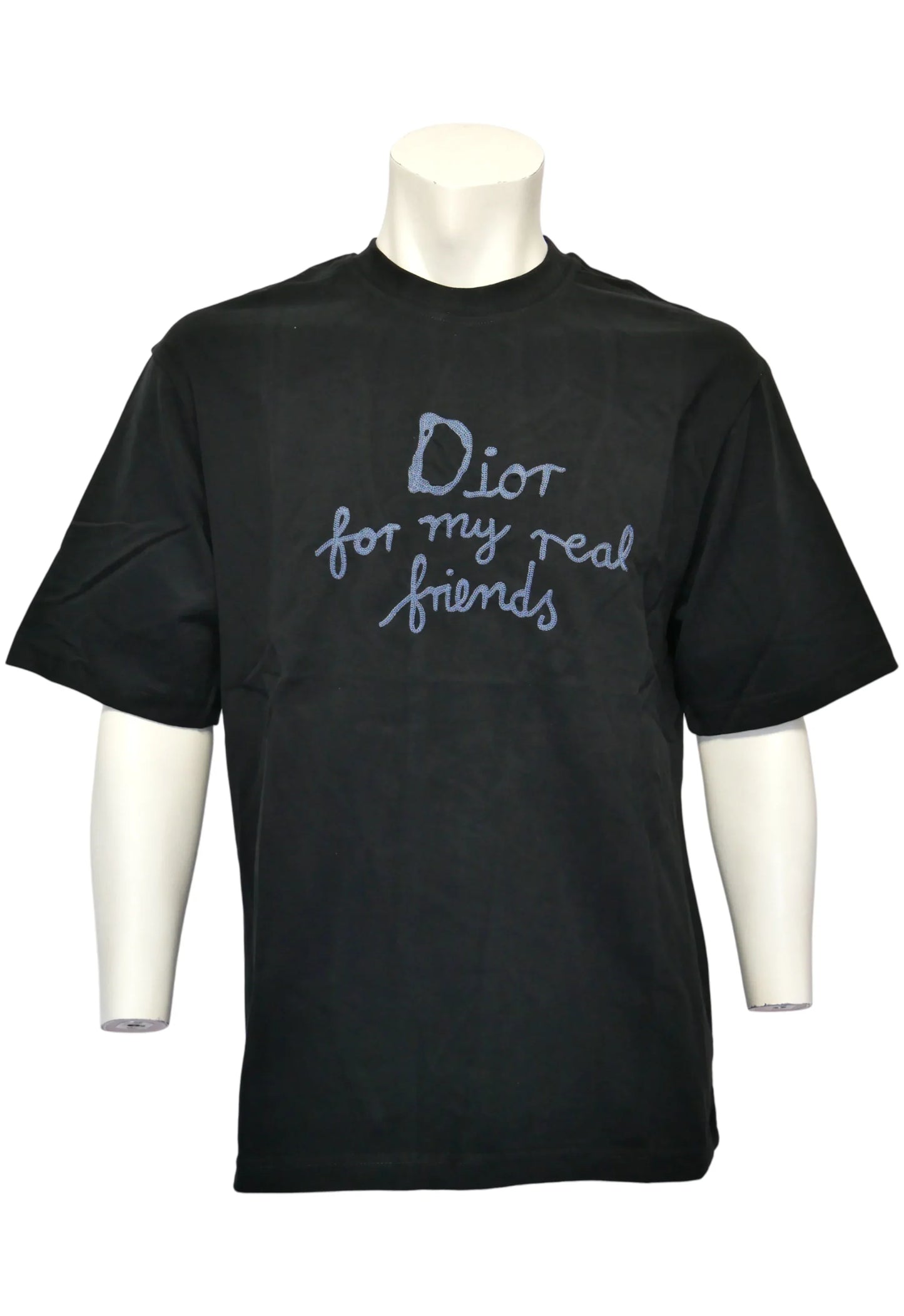 Dior Herren T-Shirt Schwarz mit „For my real friends” Print - Original Designer Marken Outlet - Salvin Store