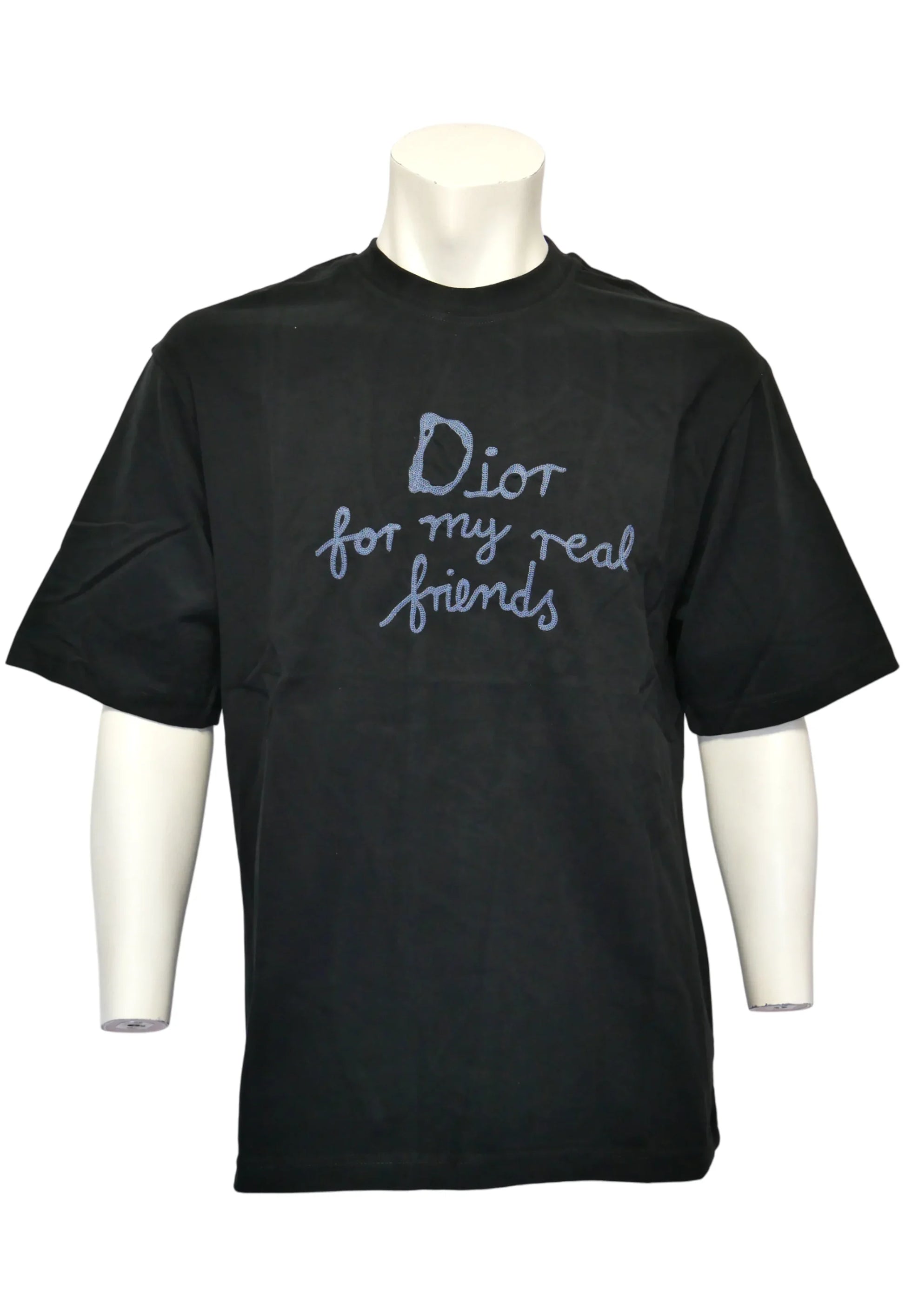 Dior Herren T-Shirt Schwarz mit „For my real friends” Print - Original Designer Marken Outlet - Salvin Store