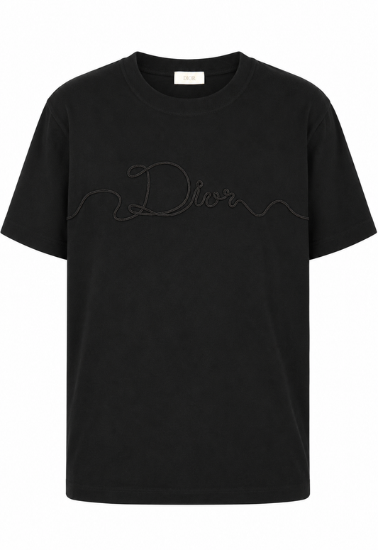 Dior Herren Ribbon T-Shirt Schwarz, Regular Fit