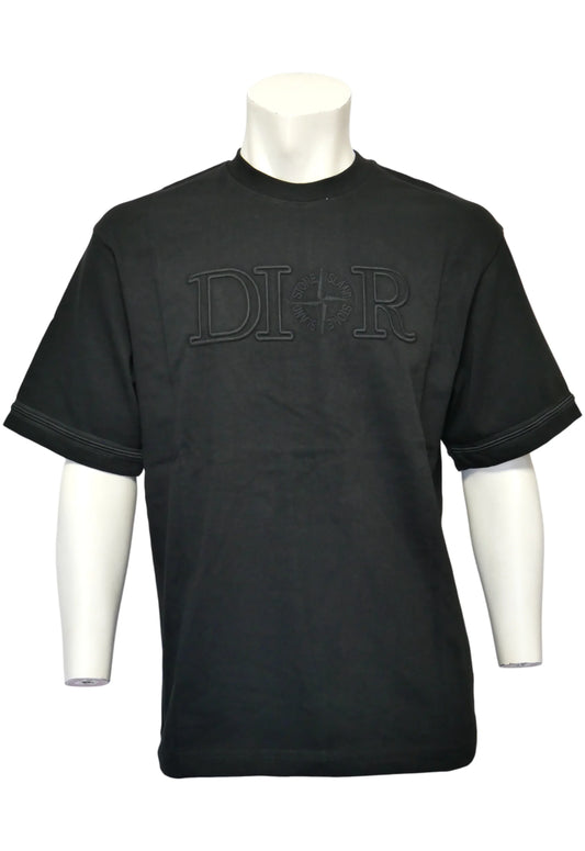Dior x Stone Island Herren T-Shirt Schwarz mit Stickerei - Original Designer Marken Outlet - Salvin Store