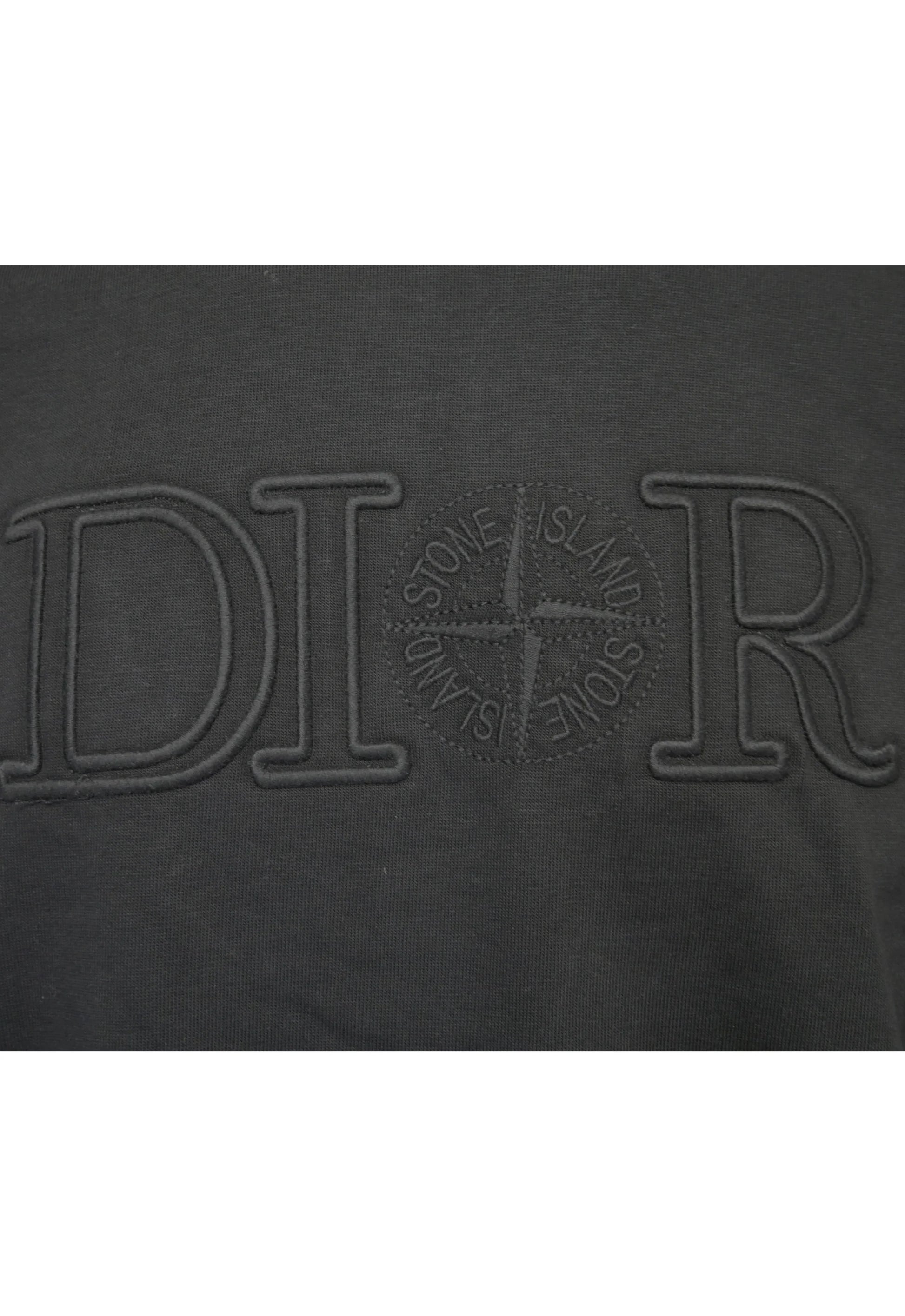 Dior x Stone Island Herren T-Shirt Schwarz mit Stickerei - Original Designer Marken Outlet - Salvin Store