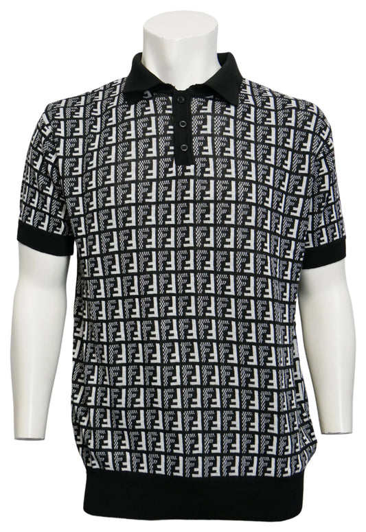 Fendi Herren Strickpoloshirt Schwarz - Original Designer Marken Outlet - Salvin Store