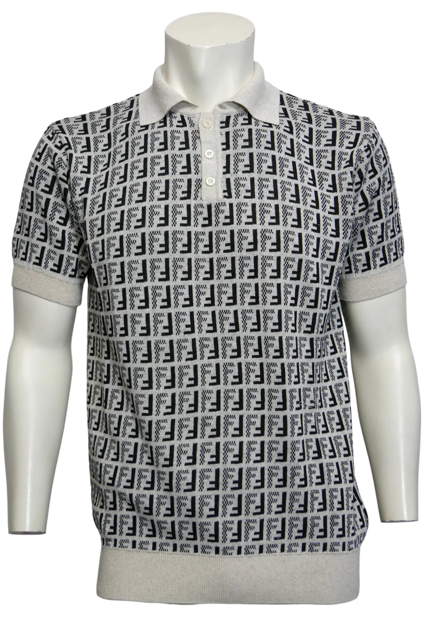Fendi Herren Strickpoloshirt Beige - Original Designer Marken Outlet - Salvin Store