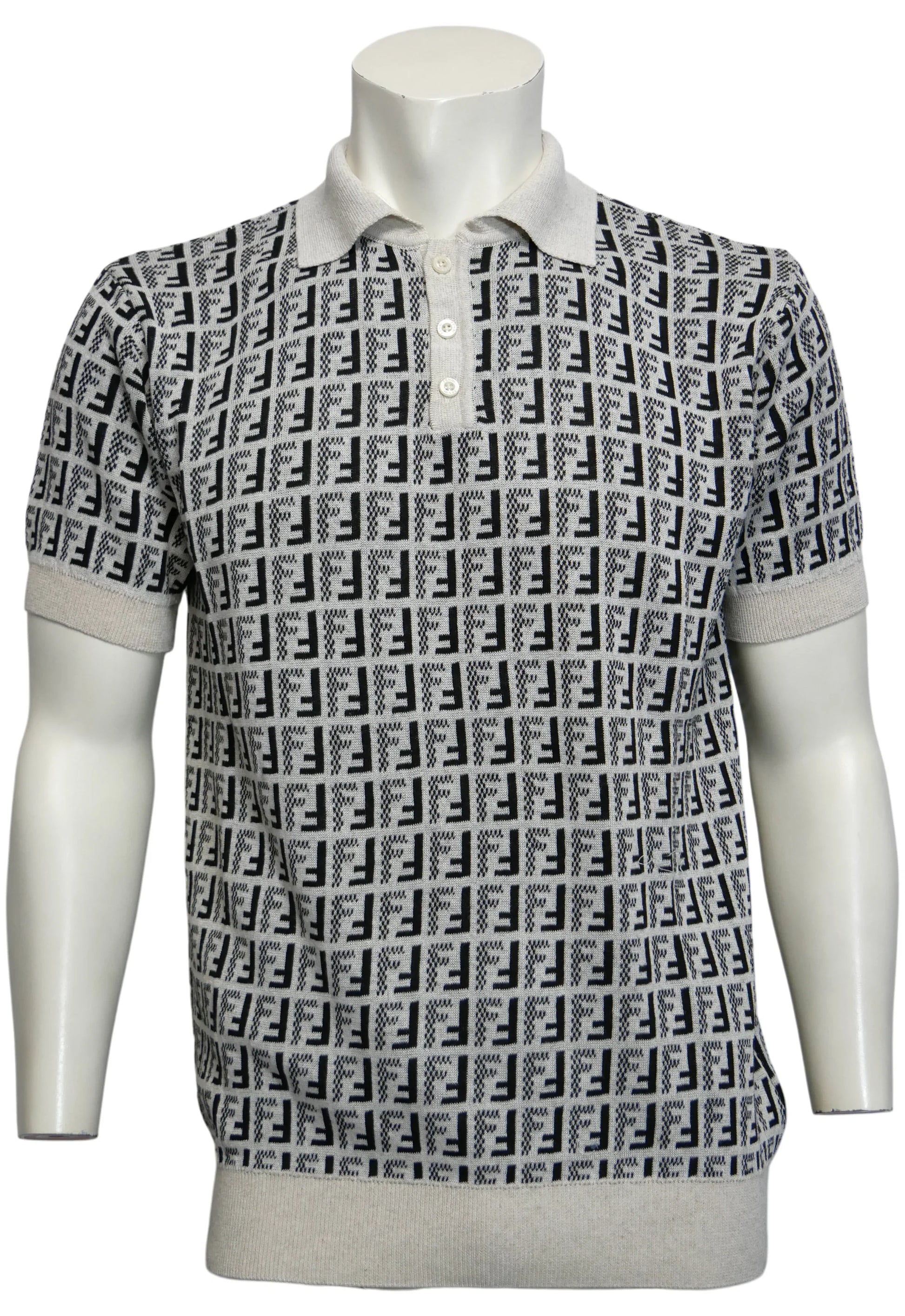 Fendi Herren Strickpoloshirt Beige - Original Designer Marken Outlet - Salvin Store