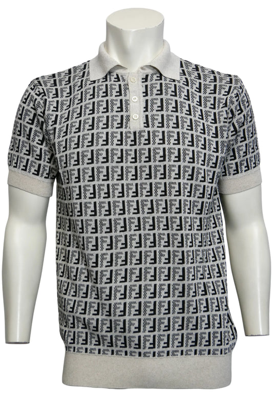 Fendi Herren Strickpoloshirt Beige - Original Designer Marken Outlet - Salvin Store