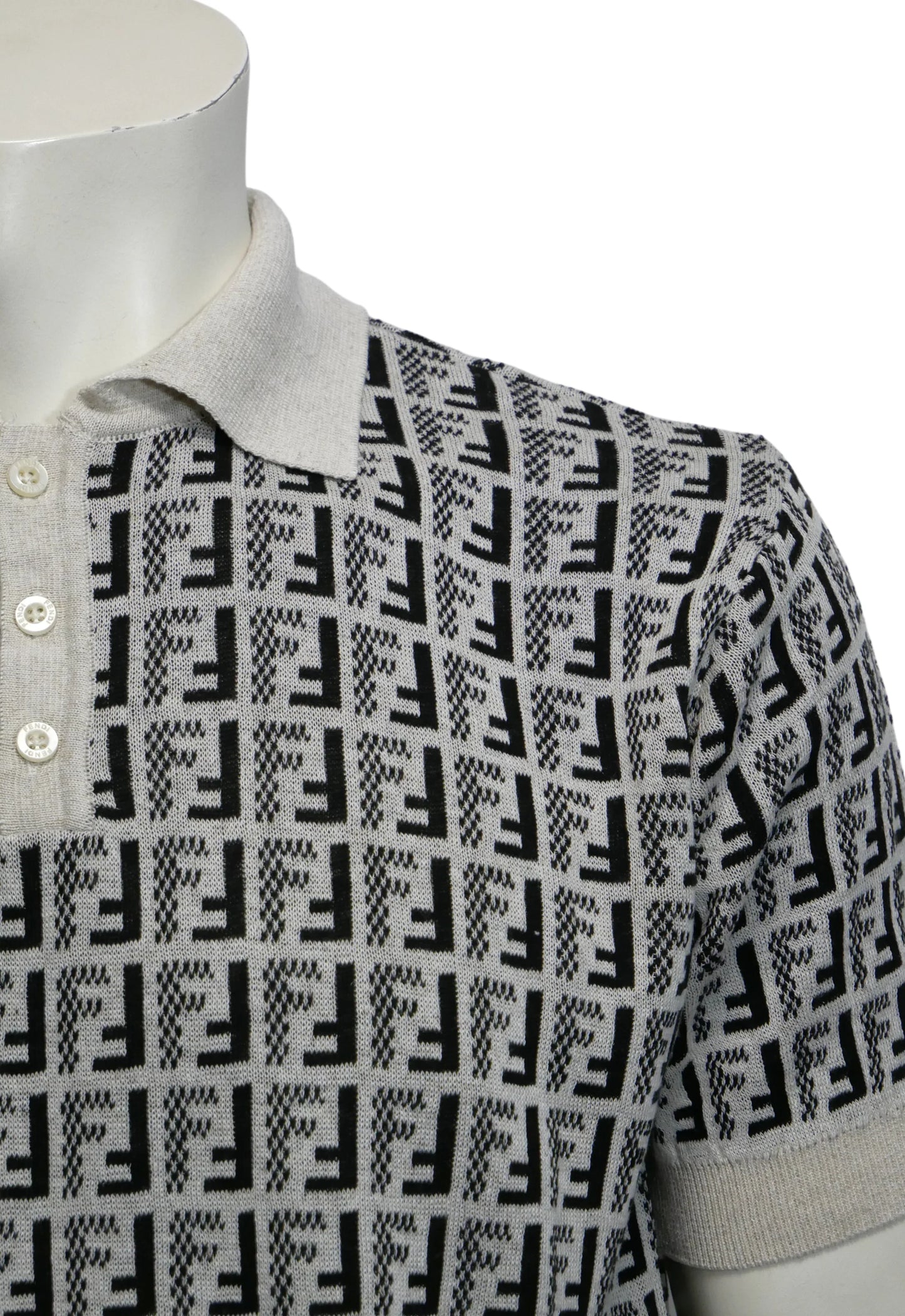 Fendi Herren Strickpoloshirt Beige - Original Designer Marken Outlet - Salvin Store