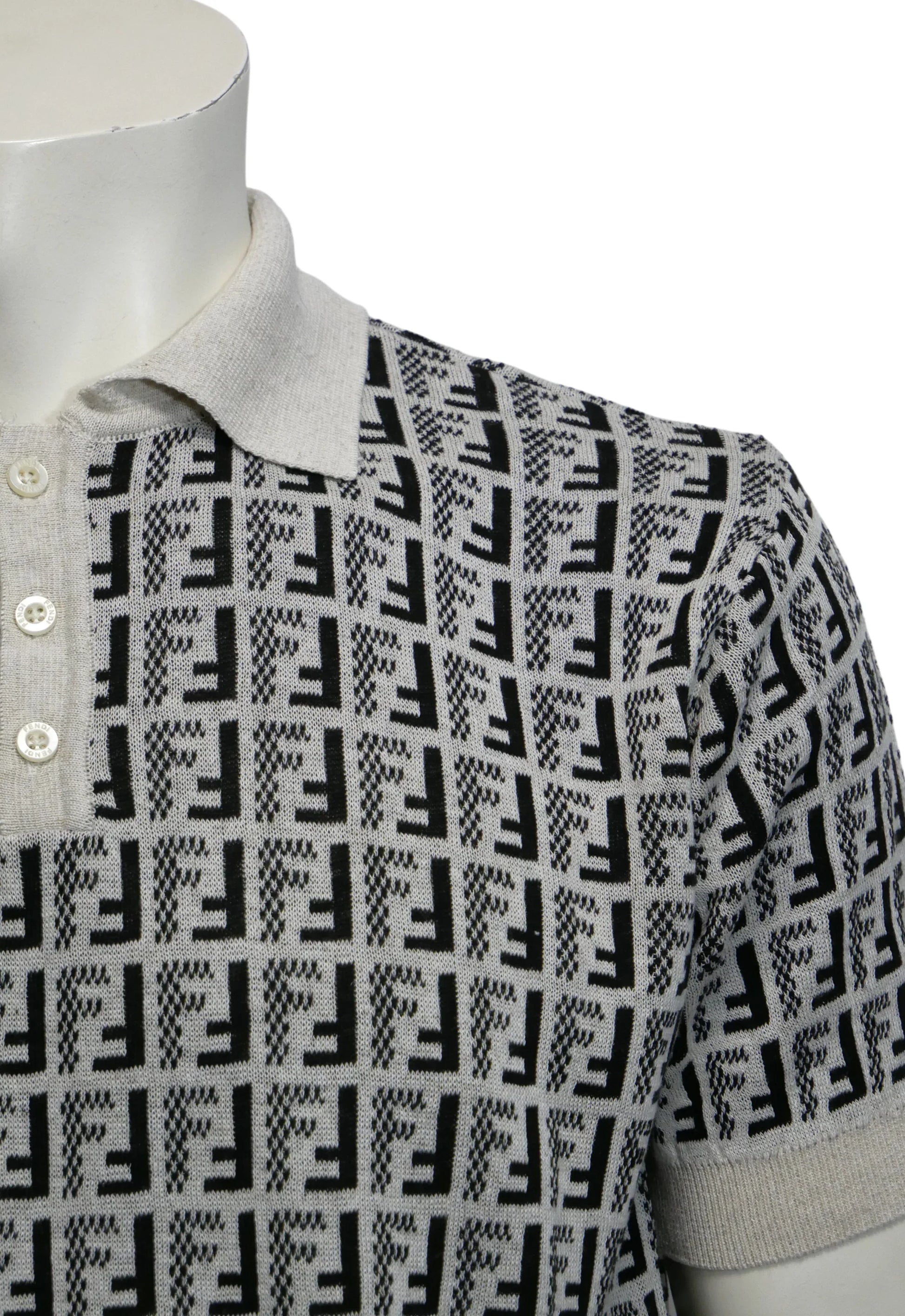 Fendi Herren Strickpoloshirt Beige - Original Designer Marken Outlet - Salvin Store