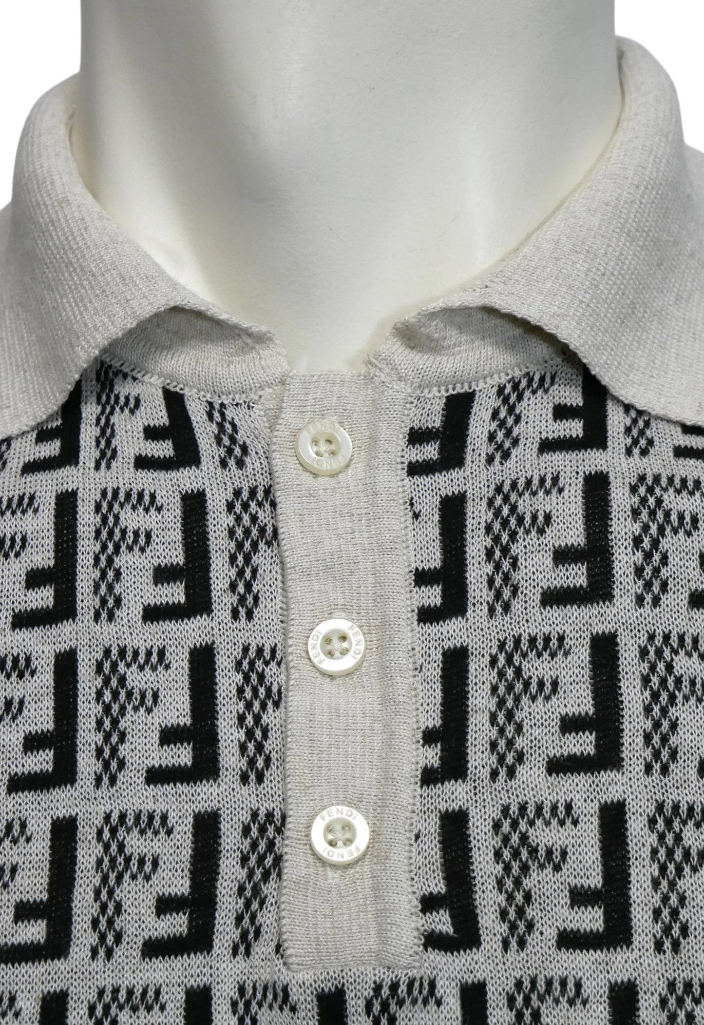 Fendi Herren Strickpoloshirt Beige - Original Designer Marken Outlet - Salvin Store